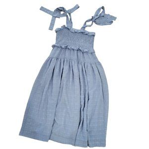 Elle Oh Elle denim blue smocked midi dress, size small